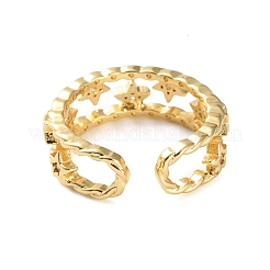 Открытые манжеты из латуни с микро-паве и кубическим цирконием для женщин&nbsp;RJEW-U026-02G-03