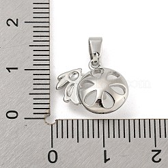 耐久性のあるメッキ真鍮ペンダントベイル  片穴パーツ用  兎  プラチナ  12.5x13.5x4.5mm  穴：4.5x2.5mm  ピン：1mm&nbsp;KK-O008-02A-P
