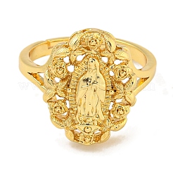 Регулируемые кольца из латуни овальной формы со стойкой для женщин RJEW-I105-03G-01