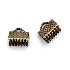 アイアン製カシメリボン止めエンドパーツ  アンティークブロンズ  8x8mm  穴：2mm&nbsp;E004Y-AB