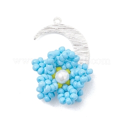 4 шт. подвески в виде луны и цветов из двухцветного стеклянного бисера&nbsp;PALLOY-MZ01185