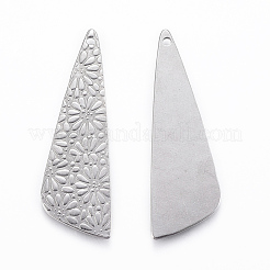変色しない304ステンレススチールペンダント  花と三位一体  ステンレス鋼色  39.5x12.5x1mm  穴：1.2mm&nbsp;STAS-H416-37P