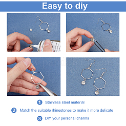 40 шт. плоские круглые подвески из нержавеющей стали 304 со стразами DIY-UN0002-71