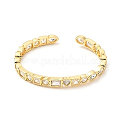 Кубический цирконий геометрическая открытая манжета браслет BJEW-J165-13A-G