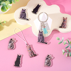 8шт 4 стиля акриловые подвески с принтом&nbsp;OACR-TA0004-14A