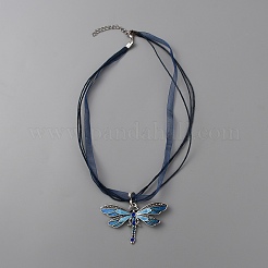 Collana con pendente a farfalla smaltata in lega con strass&nbsp;NJEW-WH0016-21A