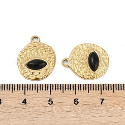 Плоские круглые подвески из натурального черного оникса (окрашенные и нагретые)&nbsp;STAS-I325-139G