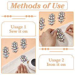 4 pieza de rhinestone de vidrio con fijación por calor en forma de flor&nbsp;DIY-FG0010-63B