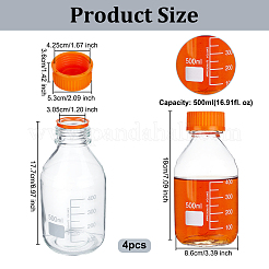 Botella de vidrio reutilizable con tapa de rosca de plástico de color naranja oscuro.&nbsp;CON-WH0112-031A