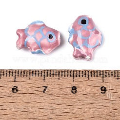 手作りの陶器ビーズ  ファミーユは磁器バラ  手描き  魚  淡いバイオレットレッド  15~16x11.5~12.5x7.5~8mm  穴：1.5~1.8mm&nbsp;PORC-Q007-09G