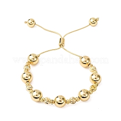 Латунные круглые бусины слайдер браслеты для женщин&nbsp;LS-BJEW-D357-06B-G