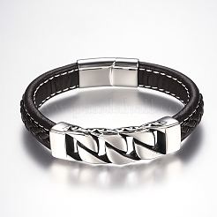 Мужские плетеный PU кожаный шнур браслеты BJEW-H559-08