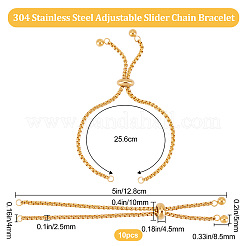 10 Stück verstellbares 304 Edelstahl Schiebearmband/Bolo-Armbänder machen&nbsp;STAS-BBC0001-63G