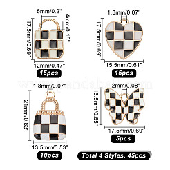 45 шт. 4 стиля подвески из сплава с эмалевым узором в клетку&nbsp;ENAM-AR0001-74
