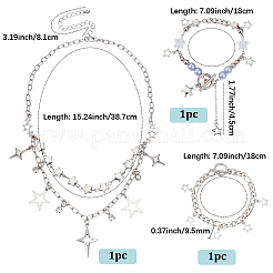 Звездный сплав многослойные ожерелья и железные цепи браслеты с подвесками комплекты ювелирных изделий&nbsp;SJEW-SC0001-05