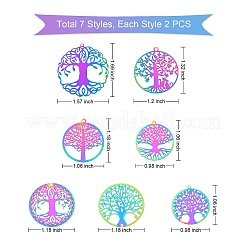 14 шт. 7 стиля ионного покрытия (IP) 201 филигранные подвески из нержавеющей стали STAS-SZ0002-34