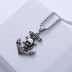 Пиратский корабль якорь нержавеющая сталь кулон ретро панк ожерелья для мужчин KF7399