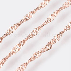 長めのメッキ真鍮のチェーンネックレス  カニカン付き  ニッケルフリー  ローズゴールド本金メッキ  18.1インチ（46cm）  1.5mm&nbsp;NJEW-K112-11RG-NF
