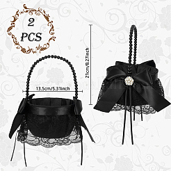 Blumenkörbe aus Polyester mit Schleife und Griff aus Kunststoffperlen&nbsp;AJEW-WH0796-90A