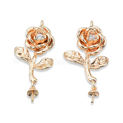 Латунные подвески из прозрачного кубического циркония с цветком из латуни KK-N232-464