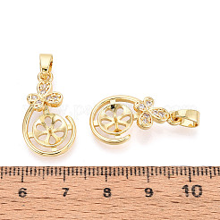 Латунные микро-паве прозрачные кубические цирконии европейские подвески-шармы&nbsp;KK-N276-17G