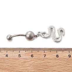 Legierung Strass Schlange gebogene Hantel Bauchnabel Ringe&nbsp;LS-AJEW-R007-03P-01