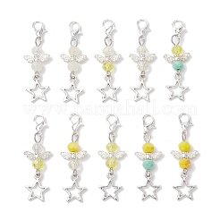 Decorazioni pendenti in lega e vetro stile tibetano a forma di angelo&nbsp;HJEW-JM03165-01