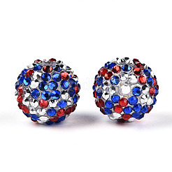 Круглые бусины из смоляных стразов на тему дня независимости OACR-T028-66A
