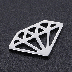 変色しない201ステンレススチール製フィリグリージョイナー  レーザー切断  ダイヤモンド  ステンレス鋼色  12x18x1mm&nbsp;STAS-S105-T929-1