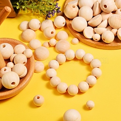 400pcs 8 cabochons et perles en bois naturel non fini de style&nbsp;WOOD-SZ0001-02