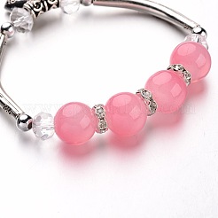 Серебра антиквариата сплава сердца шарм браслеты&nbsp;BJEW-L572-03