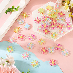 60 Stück 6 Farben transparente Harzblumen-Cabochons&nbsp;RESI-TA0004-79