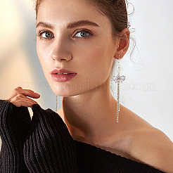 12 шт. 2-х цветная латунь с подвесками из прозрачного кубического циркония ZIRC-BBC0002-63