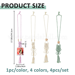 4 шт. 4-х цветный хлопковый плетеный держатель для подвески украшения&nbsp;HJEW-FH0001-85
