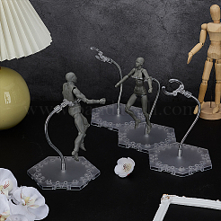 Собранные шестигранные пластиковые стенды для демонстрации фигурок с регулируемым опорным рычагом из сплава&nbsp;ODIS-WH0080-11B