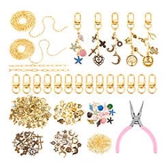 Наборы для изготовления подвесок из сплава своими руками и цепочек из латунных скрепок&nbsp;DIY-PH0032-26