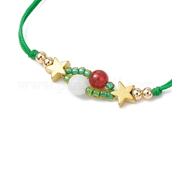 3 bracelet tressé en perles de verre sur le thème de Noël pour femmes&nbsp;BJEW-MZ00189