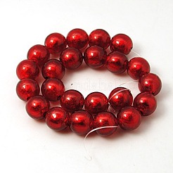 Rote runde handgemachte Silberfolie Glasperlen&nbsp;X-FOIL-G019-10mm-07