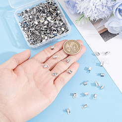 400個 2スタイル 304ステンレススチール 折り返し式圧着コードエンド  ステンレス鋼色  8~9x4x3.5~4mm  穴：2mm  3x5mm内径  200個/スタイル&nbsp;STAS-BBC0010-28