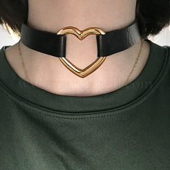 1 шт. колье-чокер из искусственной кожи в форме сердца для женщин NJEW-CL0001-04