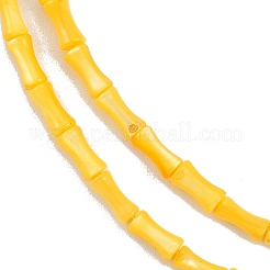 天然淡水シェルビーズ連売り  染め  竹の棒の形  ゴールド  8x4.5mm  穴：0.8mm  約46個/連  14.49インチ（36.8cm）&nbsp;SHEL-G013-01J