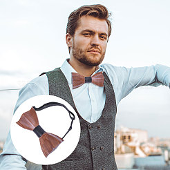 1шт деревянные галстуки-бабочки для жениха AJEW-CA0004-59A