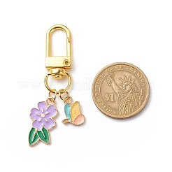 合金エナメルの花と蝶のペンダント装飾  合金回転式ナスカン付き  クリップオンチャーム  ミックスカラー  54~60mm  3個/セット&nbsp;HJEW-JM00730