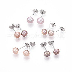 Orecchini a bottone di perle&nbsp;EJEW-Q701-01A-02