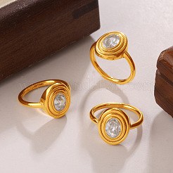 304 Edelstahl Pavé-Fingerringe mit Zirkonia&nbsp;WG8B863-01