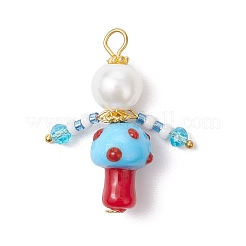 3 шт. 3-х цветные стеклянные бусины в виде грибов-человечков PALLOY-MZ00825