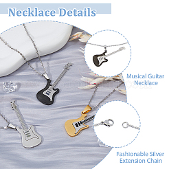 3шт 3 цвета нержавеющая сталь кулон ожерелье гитара комплект для женщин мужчин NJEW-FI0001-36