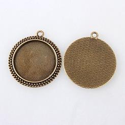 Tibetischen Stil Anhänger cabochon Fassungen mit antiken metallic Farbe und erhöht Skulptur sind voller Retro-Stil&nbsp;TIBEP-M018-59AB-NF
