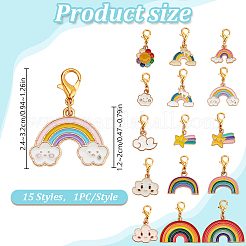 15 шт. радужная эмалевая катушка с значком&nbsp;HJEW-DR00047