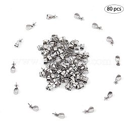 304ステンレススチールペグベイルペンダント  片穴パーツ用  ステンレス鋼色  12x4mm  穴：5.5x2.5mm  ピン：1mm  80個/箱&nbsp;STAS-UN0002-20A